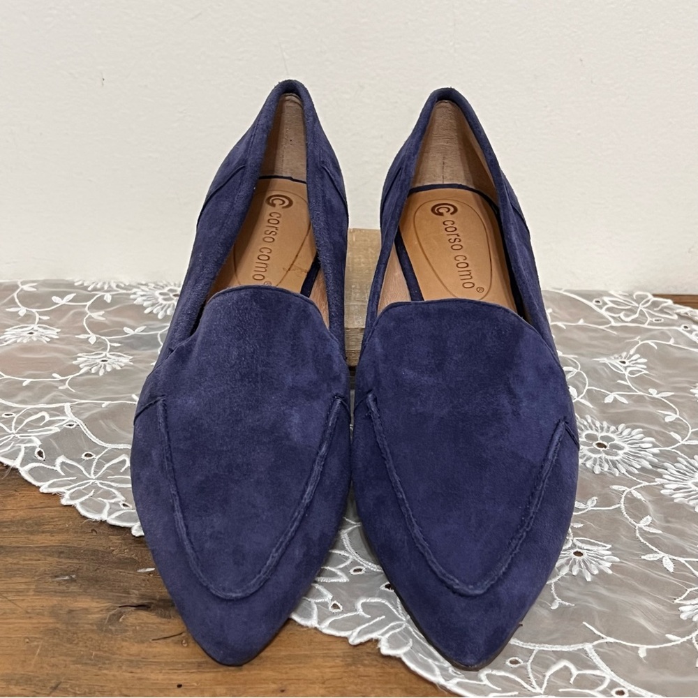 NWOT Corso Como Jatiba Blue Suede Leather Loafer Shoes Chic Preppy Flats